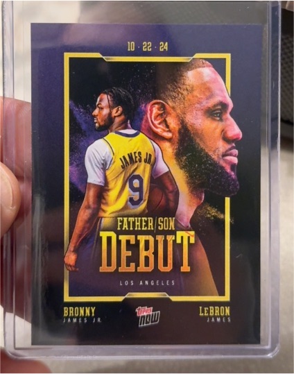 2024-25 Topps Now #1 LeBron James Bronny James Father Son Debut — front
