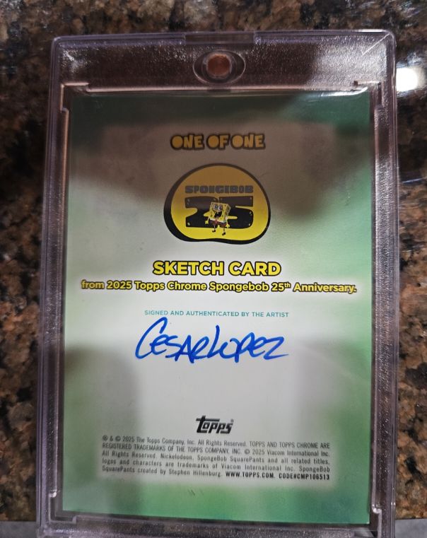 2025 Topps Chrome SpongeBob 25th Anniversary Sketch Card — front