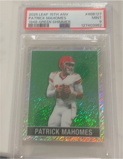 2025 Leaf 15th Anniversary #485127 Patrick Mahomes 1948 Green Shimmer — front