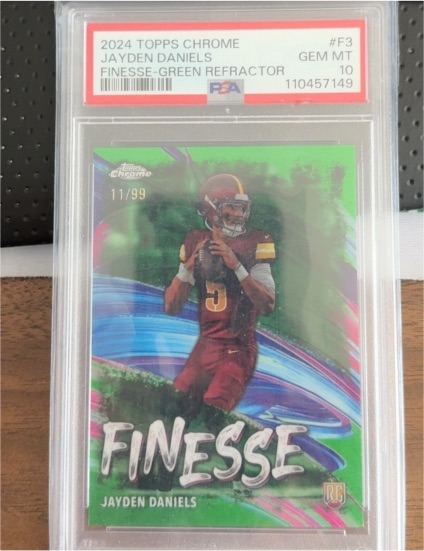 2024 Topps Chrome #F-3 Jayden Daniels Finesse Green Refractor — front