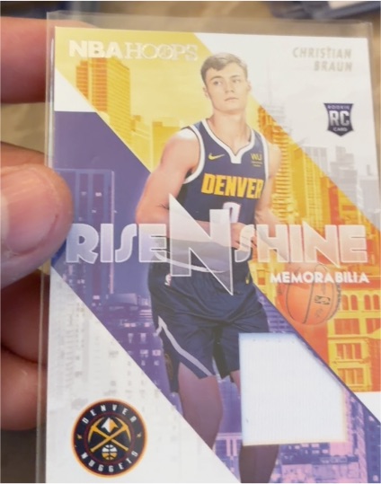 2022-23 Panini NBA Hoops #13 Christian Braun Rise N Shine Memorabilia Rookie Card — front