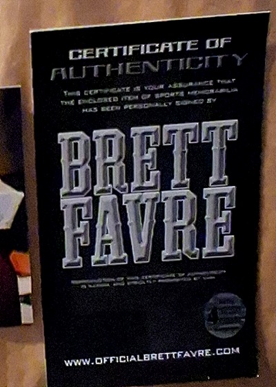 Brett Favre Autographed Memorabilia — front
