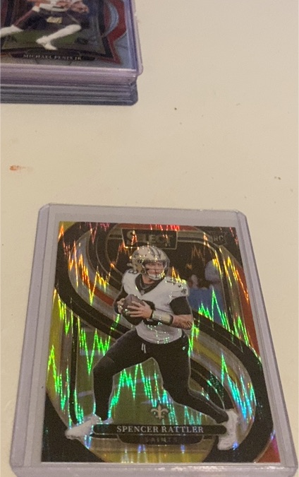 2024 Panini Select Premier Level #130 Spencer Rattler Black & Green Shock Prizm — front