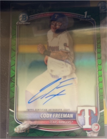 2025 Bowman Chrome Cody Freeman 1st Bowman Auto Texas Rangers #CPA-CFR — front