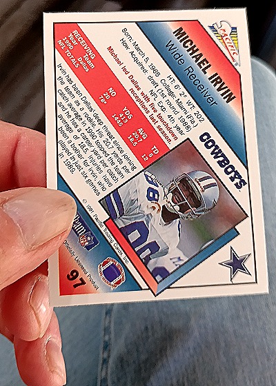 1991 Pacific #97 Michael Irvin — back