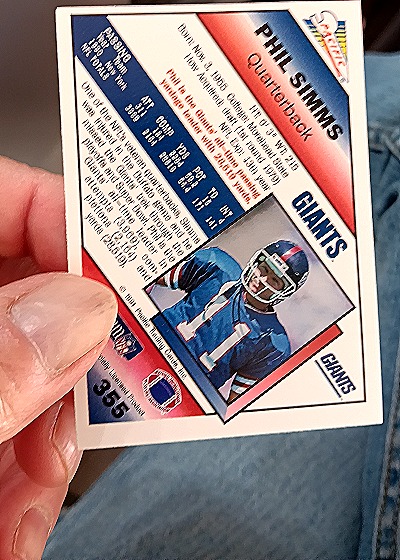 1991 Pacific #355 Phil Simms — back