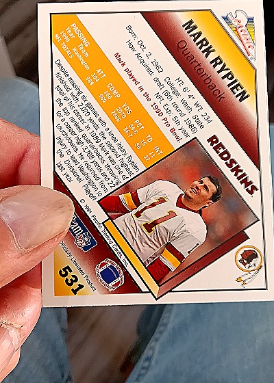 1991 Pacific #531 Mark Rypien — back