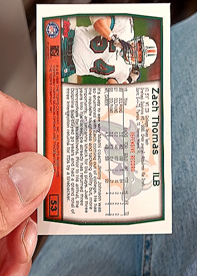 1997 Topps #53 Zach Thomas — back