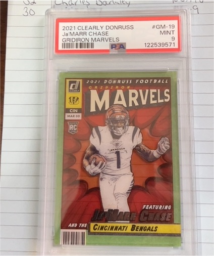 2021 Clearly Donruss #GM-19 Ja'Marr Chase Gridiron Marvels — front