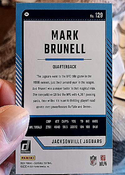 2024 Panini Donruss #129 Mark Brunell Jacksonville Jaguars Football Card — back