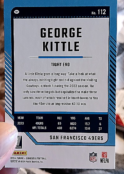 2024 Panini Donruss #112 George Kittle — back