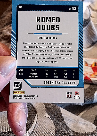 2024 Panini Donruss #92 Romeo Doubs — back