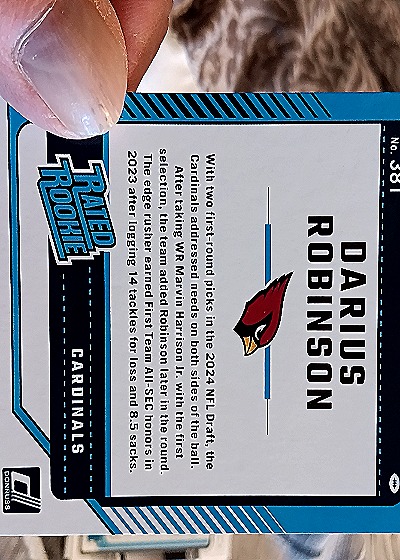 2024 Donruss #381 Darius Robinson Rated Rookie — back
