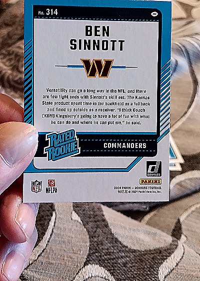 2024 Panini Donruss #314 Ben Sinnott — back