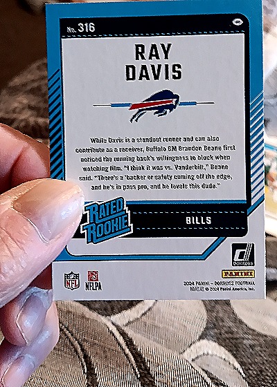 2024 Donruss #316 Ray Davis — back