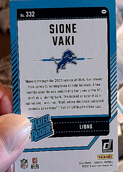 2024 Donruss #332 Sione Vaki — back