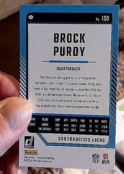 2024 Panini Donruss #150 Brock Purdy — back