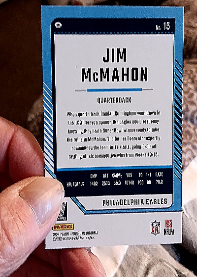 2024 Donruss #15 Jim McMahon Philadelphia Eagles — back