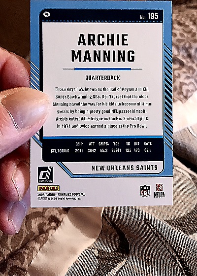 2024 Donruss #195 Archie Manning — back