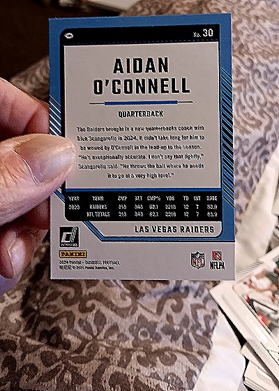 2024 Donruss #30 Aidan O'Connell — back