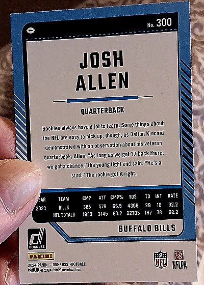 2024 Panini Donruss #300 Josh Allen — back