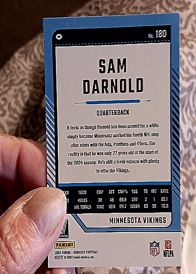 2024 Panini Donruss #180 Sam Darnold — back