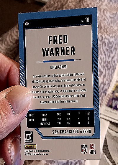 2024 Panini Donruss #18 Fred Warner — back