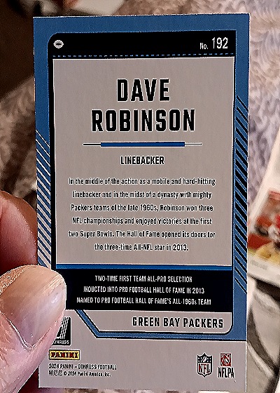 2024 Donruss #192 Dave Robinson — back