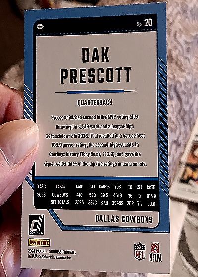 2024 Panini Donruss #20 Dak Prescott — back