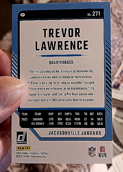 2024 Donruss #271 Trevor Lawrence — back
