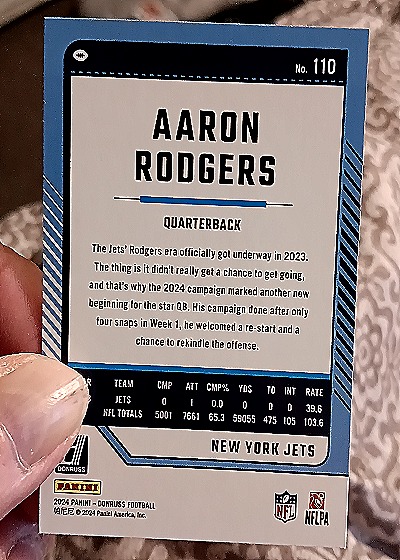 2024 Panini Donruss Football #110 Aaron Rodgers — back