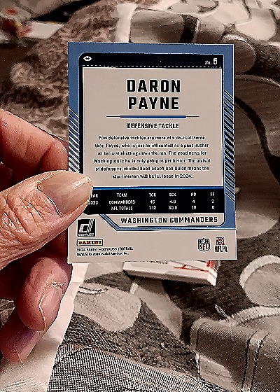 2024 Panini Donruss #5 Daron Payne — back