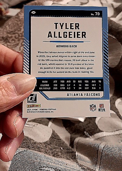 2024 Donruss #79 Tyler Allgeier — back