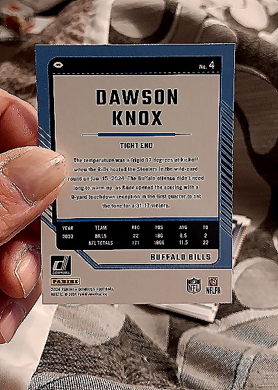 2024 Donruss #4 Dawson Knox — back