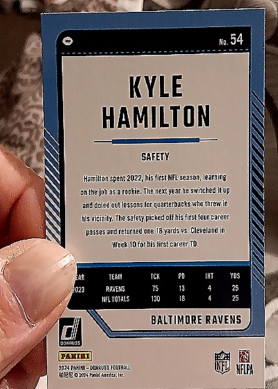 2024 Panini Donruss #54 Kyle Hamilton — back