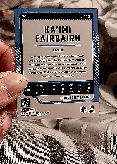 2024 Donruss #113 Ka'imi Fairbairn — back