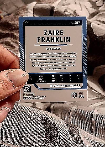 2024 Donruss #257 Zaire Franklin — back