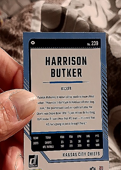 2024 Donruss #239 Harrison Butker Kansas City Chiefs — back