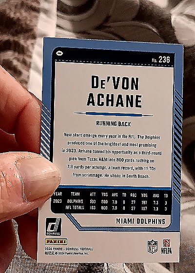 2024 Panini Donruss #236 De'Von Achane — back