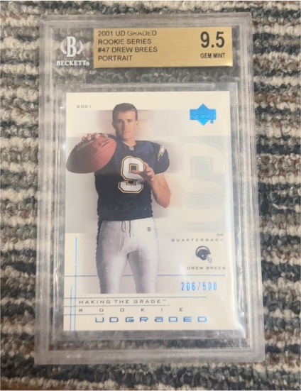 2001 Upper Deck Graded #47 Drew Brees Rookie Portrait — front