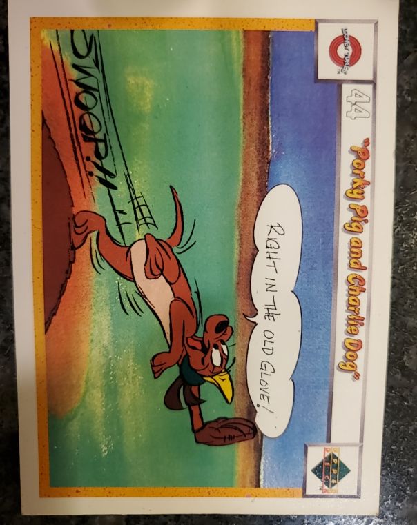 1990 Upper Deck Comic Ball #44 Porky Pig and Charlie Dog — front