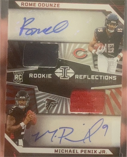2024 Panini Illusions Rookie Reflections Dual Patch Autograph #RRA-CHI Rome Odunze & Michael Penix Jr. — front