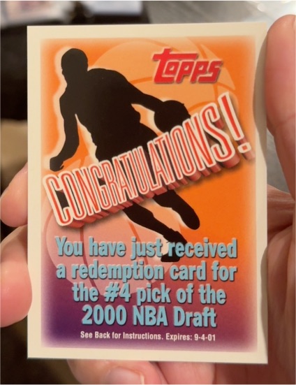 2000 Topps #4 NBA Draft Redemption Card — front
