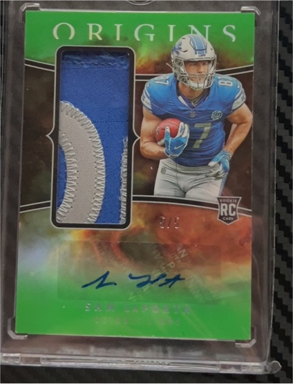 2023 Panini Origins #RJJA-SL Sam LaPorta Rookie Jumbo Jersey Auto — front