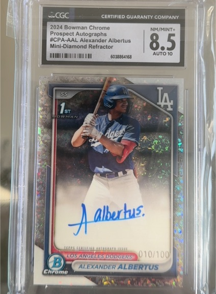 2024 Bowman Chrome Prospect Autographs Mini-Diamond Refractor #CPA-AAL Alexander Albertus — front