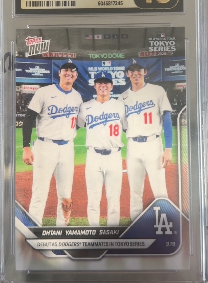 2025 Topps Now Tokyo Series #7 Shohei Ohtani / Yoshinobu Yamamoto / Roki Sasaki — front