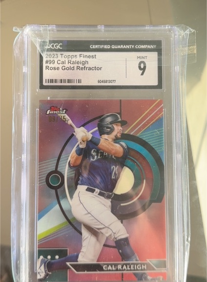 2023 Topps Finest #99 Cal Raleigh Rose Gold Refractor — front