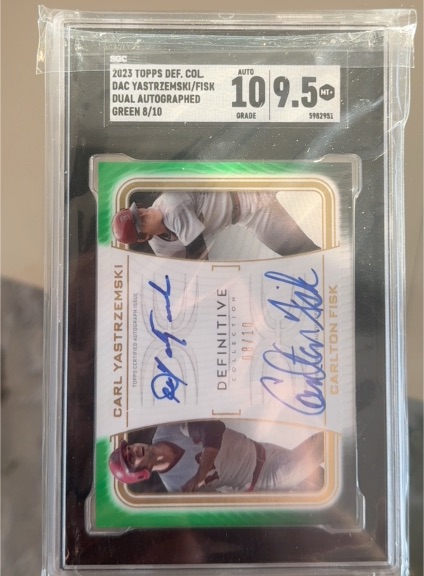 2023 Topps Definitive #8/10 Carl Yastrzemski / Carlton Fisk Dual Autographed Green — front