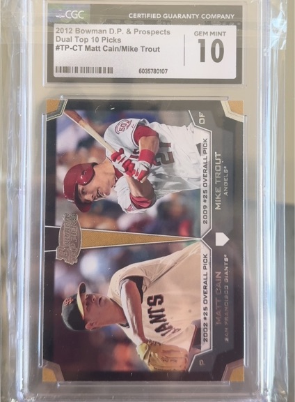 2012 Bowman Draft Dual Top 10 Picks #TP-CT Mike Trout/Matt Cain — front