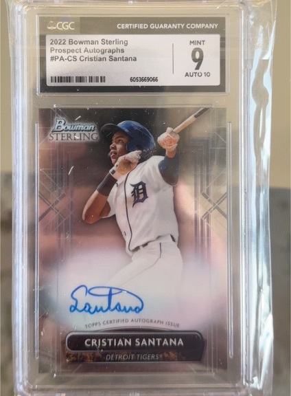 2022 Bowman Sterling Prospect Autographs #PA-CS Cristian Santana — front